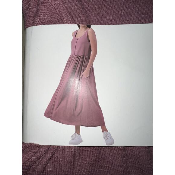 Frye Easy Button Front Dress Women’s L Wistful Mauve With Side Seam Pockets - Picture 4 of 8